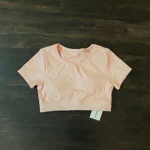First Health pink crop tshirt with built in bra